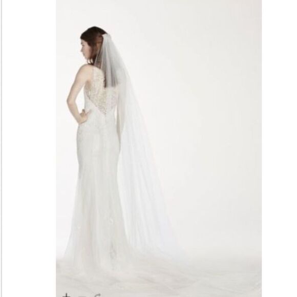 Davids Bridal One Tier Cathedral Veil White NWT - Picture 8 of 8